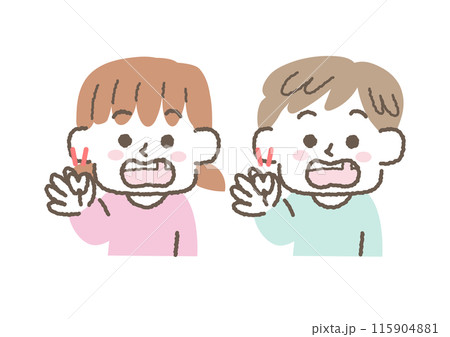 乳歯が抜けた男の子と女の子のイラスト 乳歯が抜けた男の子と女の子のイラスト 115904881