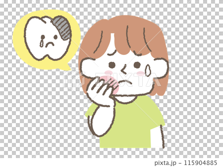 虫歯になってしまった女性のイラスト 115904885
