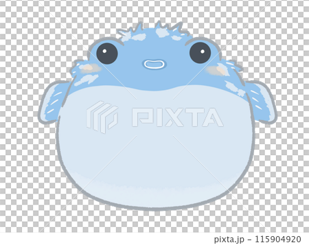 Illustration of a cute puffer fish facing forward 115904920