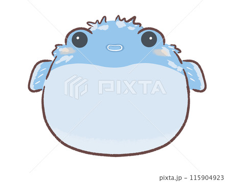 正面を向いている可愛いフグのイラスト 115904923