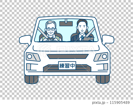 高齢者講習を受ける年配の男性のイラスト 高齢者講習を受ける年配の男性のイラスト 115905489