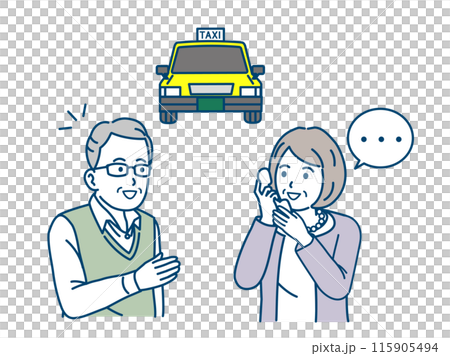 搭乘計程車的老人 電話叫計程車的老人 115905494