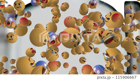 Image of multiple falling emojis on grey background Image of multiple falling emojis on grey background 115906667