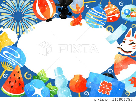 暑中見舞いやサマーカードの夏の祭りのイラスト 115906789