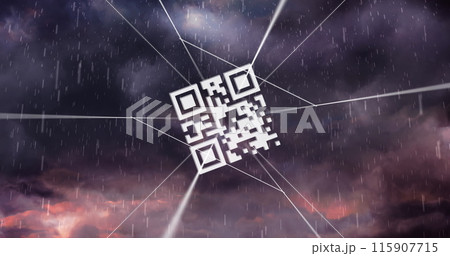 Image of qr code over sky with clouds and rainのイラスト素材 [115907715] - PIXTA