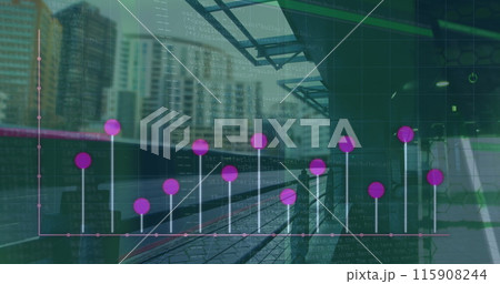 Image of financial data processing over cityscape Image of financial data processing over cityscape 115908244