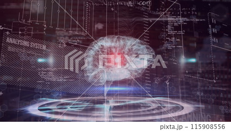 Image of data processing over brain 115908556