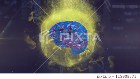 Image of human brain and data processing over...のイラスト素材 [115908573] - PIXTA