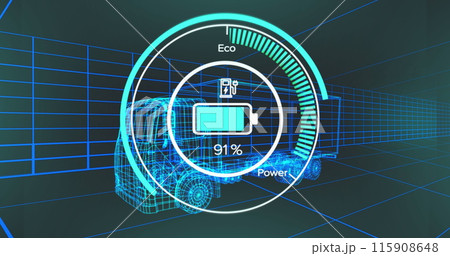 Image of digital car interface and data processing over 3d model of car Image of digital car interface and data processing over 3d model of car 115908648