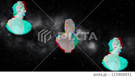 Image of interference and sculptures over space 115908931