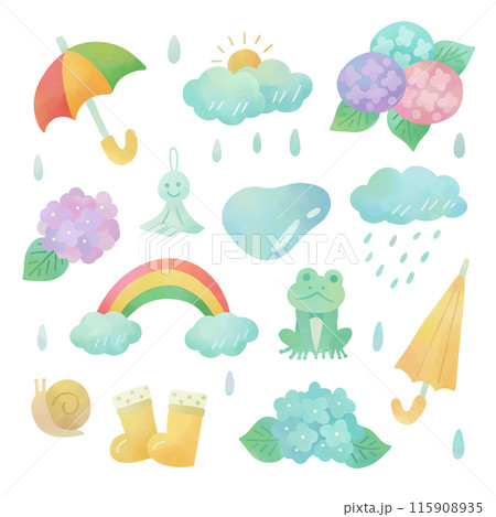 梅雨の水彩風イラスト 115908935