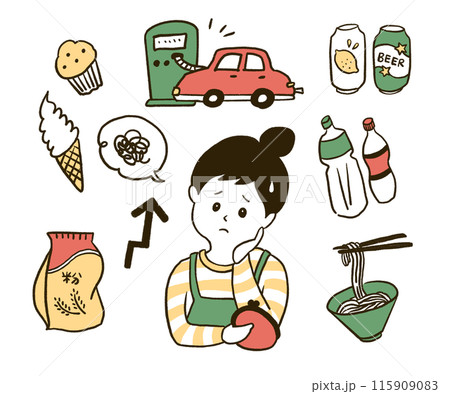 物価の値上げに困っている主婦のイラスト 115909083