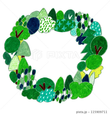 手書きイラスト　木々のフレーム 115909711