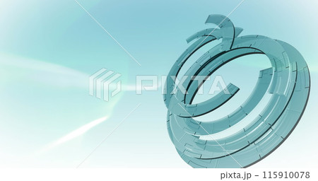 Digital image of neon digital clock ticking against round scanner on blue background Digital image of neon digital clock ticking against round scanner on blue background 115910078