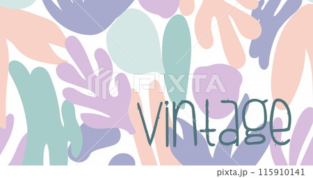 Image of vintage text in blue over organic pastel shapes on white background Image of vintage text in blue over organic pastel shapes on white background 115910141