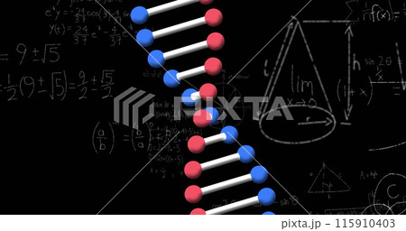 Image of mathematical equations over dna strand...のイラスト素材 [115910403 ...
