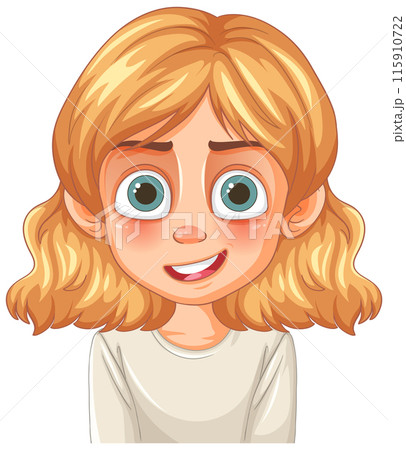 Happy Blonde Cartoon Girl 115910722