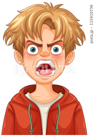 Angry Boy with Open Mouth 115910736
