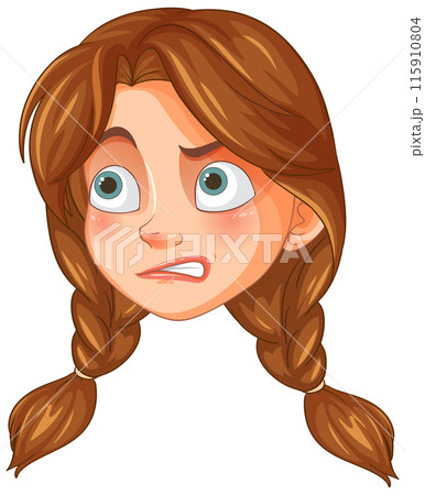 Surprised Girl with Braids 115910804