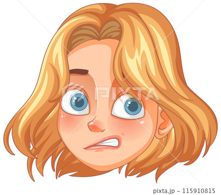 Surprised Blonde Cartoon Face 115910815