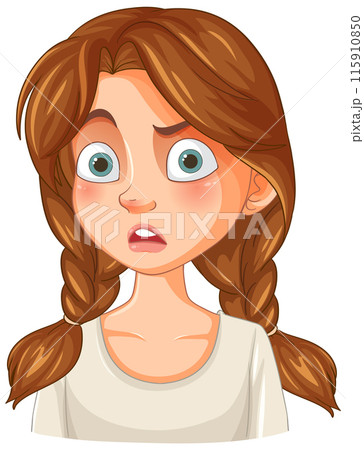 Surprised Girl with Braided Hair 115910850