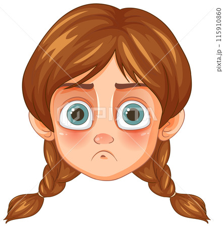 Sad Girl with Braided Hair 115910860