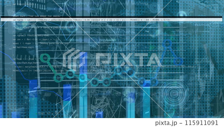 Image of data processing over blue background 115911091