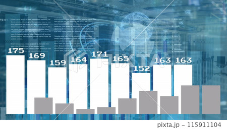Image of data processing and statistics on dark background 115911104