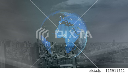 Image of globe with financial graphs and data 115911522