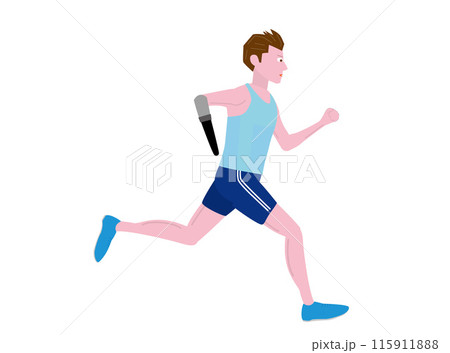 義手を使って走っている障がい者のランナーのイラストです。 115911888