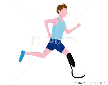 義足を使って走っている障がい者のランナーのイラストです。 115911893