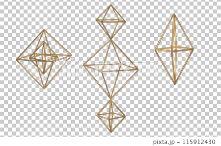 北欧の伝統的なオーナメント ヒンメリ　八面体のモビール　輪郭線のあるイラスト 115912430