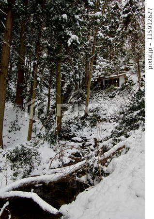 滝の雪景色　観音滝　雪景色　庄原市比和町　夢街道ルネサンス 115912627