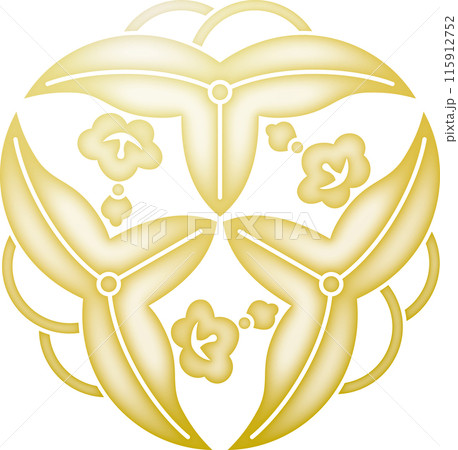 家紋 三つ寄せ変り沢瀉【金色】 家紋 三つ寄せ変り沢瀉【金色】 115912752