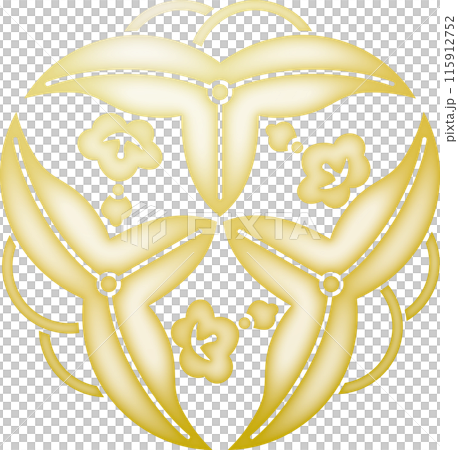 家紋 三つ寄せ変り沢瀉【金色】 家紋 三つ寄せ変り沢瀉【金色】 115912752