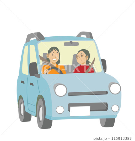 ドライブを楽しむ女性達のイラスト 115913385