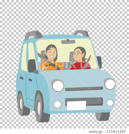 ドライブを楽しむ女性達のイラスト 115913385