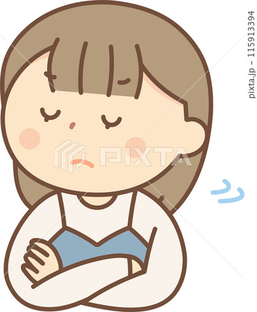 そっぽを向く女性のイラスト そっぽを向く女性のイラスト 115913394