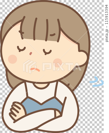 そっぽを向く女性のイラスト そっぽを向く女性のイラスト 115913394