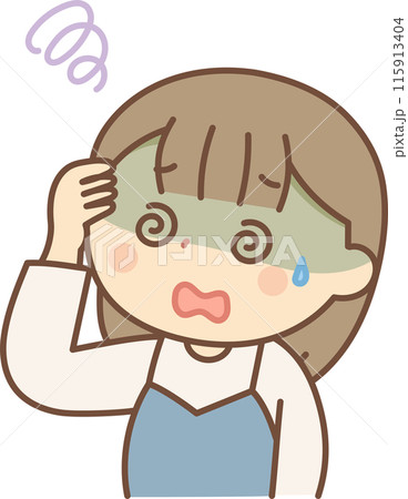 目眩を起こす女性のイラスト 115913404