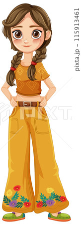 Cheerful Girl in Yellow Outfit Cheerful Girl in Yellow Outfit 115913461