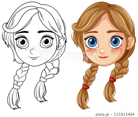 Cute Girl with Braided Hair 115913484