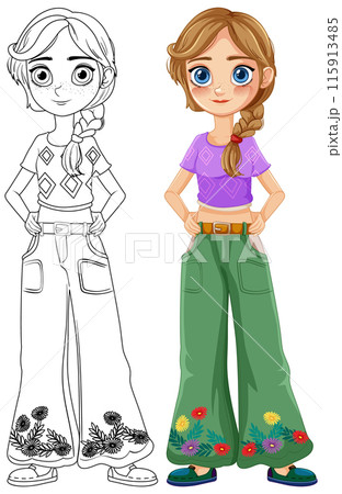Colorful Girl Character Illustration 115913485