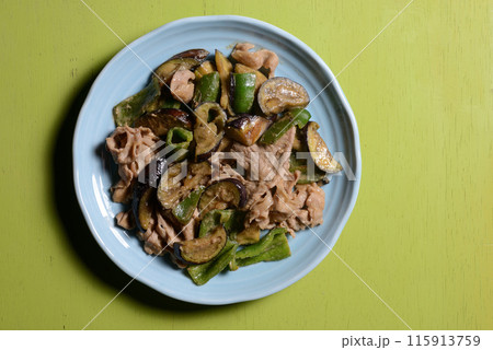 ナスとピーマンと豚肉の味噌炒め ナスとピーマンと豚肉の味噌炒め 115913759