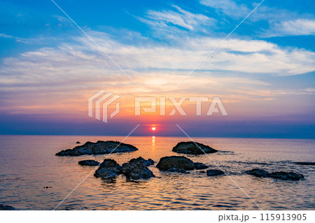 京都 丹後半島 間人の夕陽 京都 丹後半島 間人の夕陽 115913905