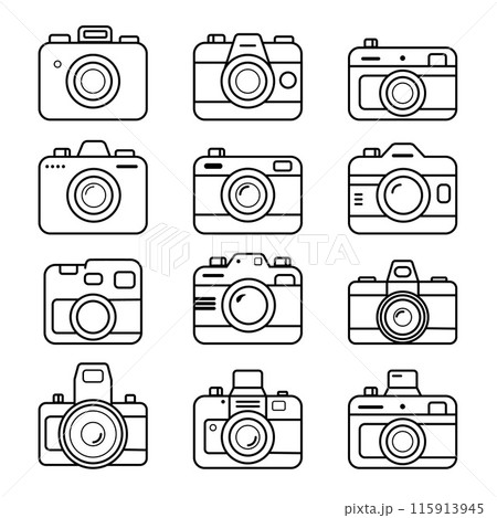 Enhance your digital art projects with this vintage camera illustrations bundle featuring single use disposable camera vector icons. Enhance your digital art projects with this vintage camera illustrations bundle featuring single use disposable camera vector icons. 115913945