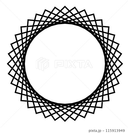 Geometric Symmetrical Circle in Black and White. Modern Minimalist Art. Elegant Monochrome Illustration. Stylish Linear Artwork. Vector illustration 115913949