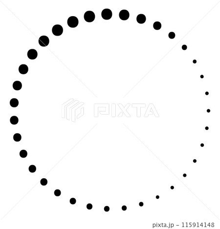 Dotted Circle Border Wreath. Simple Black Round Frame Element. Vintage Decoration Illustration. Isolated Black Dot Icon. Decorative Round Shape Graphic. Vector illustration Dotted Circle Border Wreath. Simple Black Round Frame Element. Vintage Decoration Illustration. Isolated Black Dot Icon. Decorative Round Shape Graphic. Vector illustration 115914148