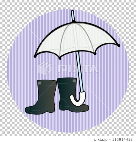 Rainy day symbols: umbrella and rain shoes illustration 115914418