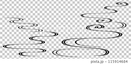 Monochrome flowing water ripple frame illustration Japanese style ripple auspicious pattern 115914684